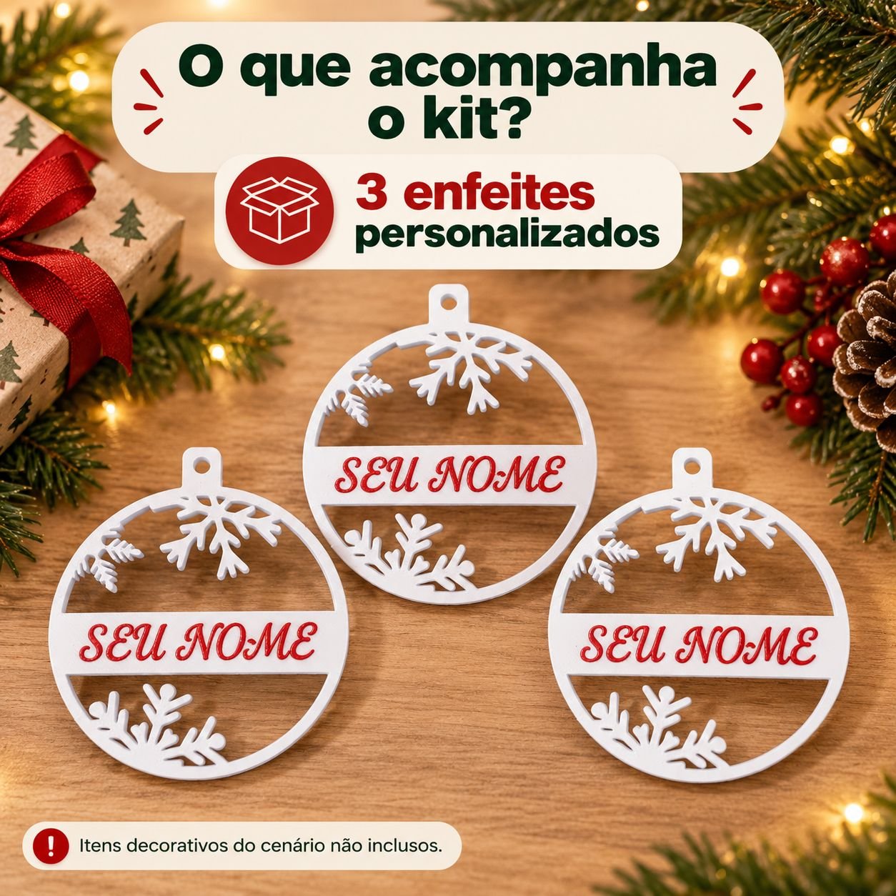 Kit com 3 Enfeites de Natal Floco de Neve - Imagem 6
